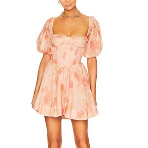Kiah Corset Mini Dress in Orange Floral